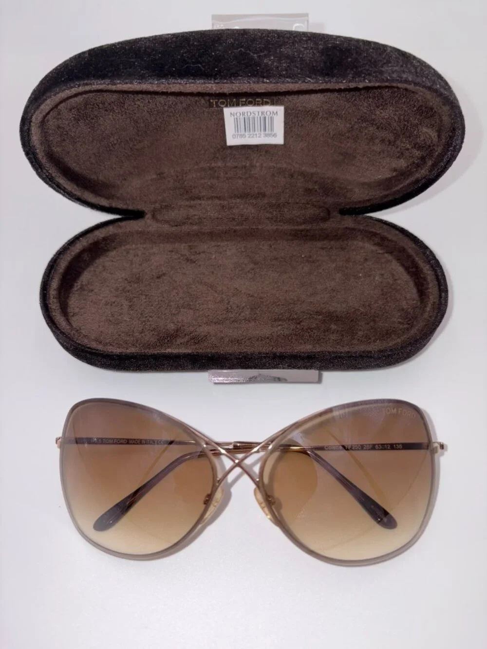 Authentic Tom Ford TF250 28F Women's Brown Butterfly Sunglasses 63/12/135 - Picture 2 of 12